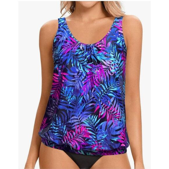 NEW Blouson Tankini Top No Bottom Loose Fit Swim Tank Top 18W - Picture 1 of 7